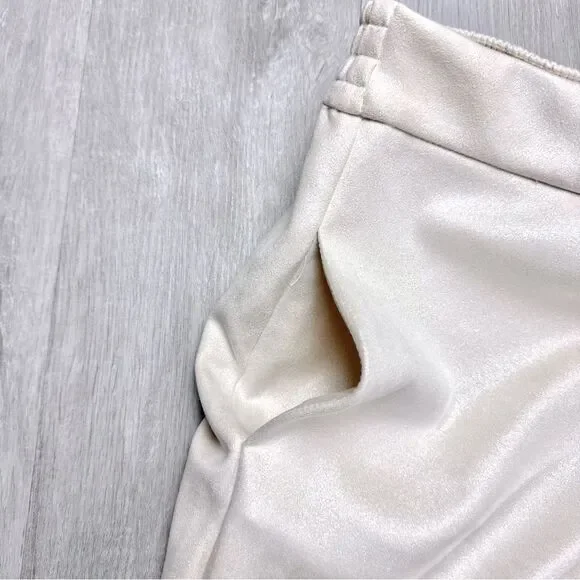 White Suede Pull On Pants S - Picture 5 of 6